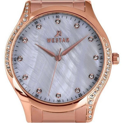 Westar Zing Krystal Accenter Rose Guld Tone Rustfrit Stål Hvid Mother Of Pearl Urskive Quartz 00127PPN611 Dameur