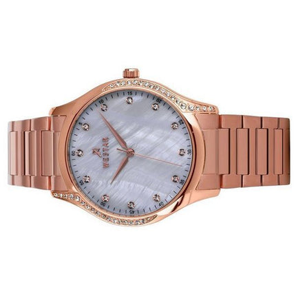 Westar Zing Krystal Accenter Rose Guld Tone Rustfrit Stål Hvid Mother Of Pearl Urskive Quartz 00127PPN611 Dameur