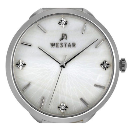 Westar Zing Krystal Accenter Rustfrit Stål Mesh Hvid Mother Of Pearl Dial Quartz 00128STN11 Dameur