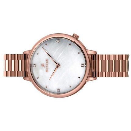 Westar Zing Krystal Accenter Rose Guld Tone Rustfrit Stål Hvid Mother Of Pearl Urskive Quartz 00135PPN611 Dameur