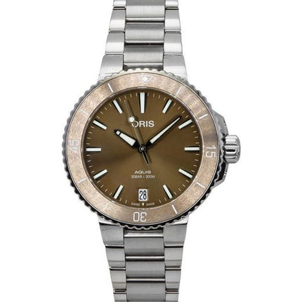 Oris Aquis Date Rustfrit Stål Brun Urskive Automatisk 01 733 7731 4156-07 8 18 05P 300M Unisex Ur