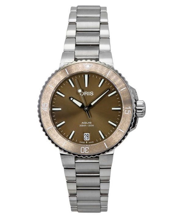 Oris Aquis Date Rustfrit Stål Brun Urskive Automatisk 01 733 7731 4156-07 8 18 05P 300M Unisex Ur