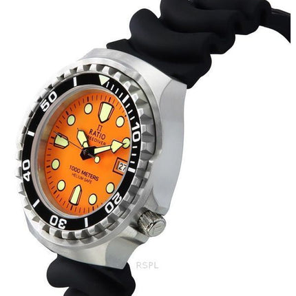 Ratio FreeDiver Version 02 Helium Safe 1000M Sapphire Quartz Orange Urskive 1038EF102V-ORG-V02 Herreur