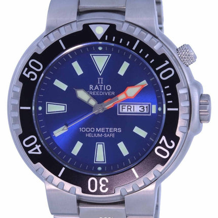 Ratio FreeDiver Blue Dial Stainless Steel Quartz 1050HA93-12V-BLU 1000M herreur