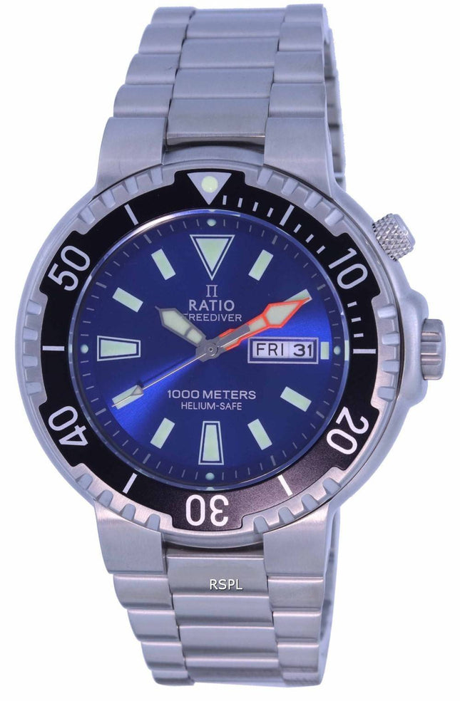 Ratio FreeDiver Blue Dial Stainless Steel Quartz 1050HA93-12V-BLU 1000M herreur