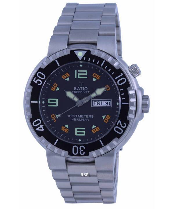 Ratio FreeDiver Black Dial Stainless Steel Quartz 1050HA93-19V-BLK 1000M herreur