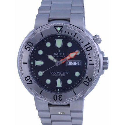 Ratio FreeDiver Black Dial Stainless Steel Quartz 1050MD93-02V-BLK 1000M herreur