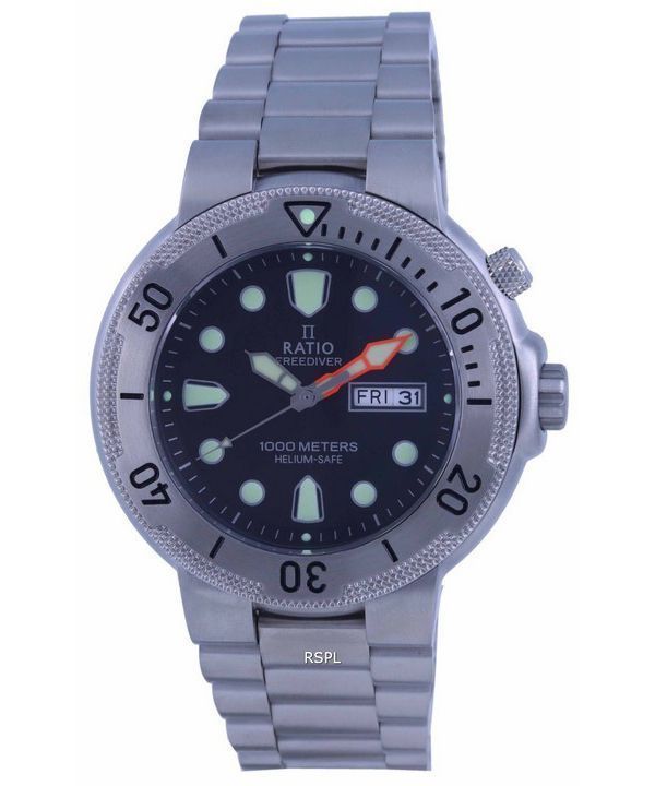 Ratio FreeDiver Black Dial Stainless Steel Quartz 1050MD93-02V-BLK 1000M herreur