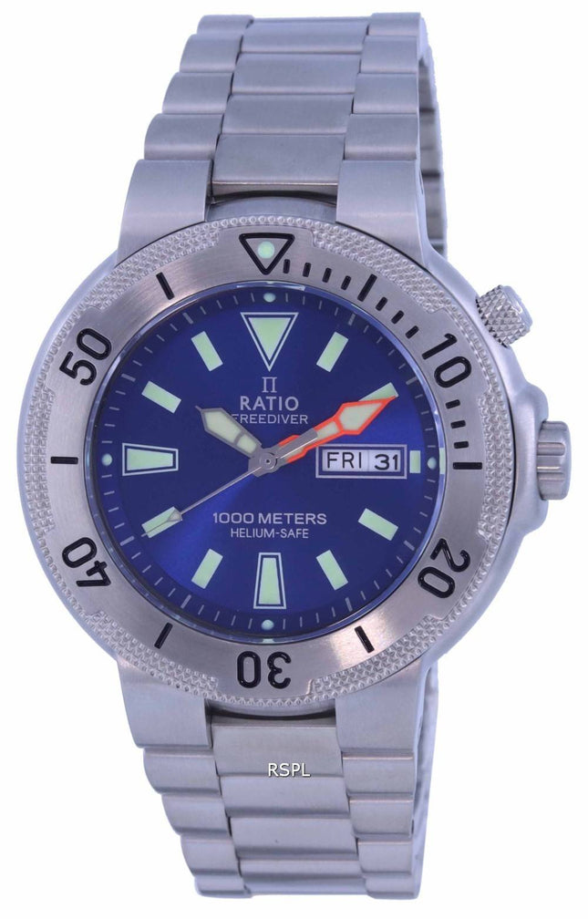 Ratio FreeDiver Blue Dial Stainless Steel Quartz 1050MD93-12V-BLU 1000M herreur