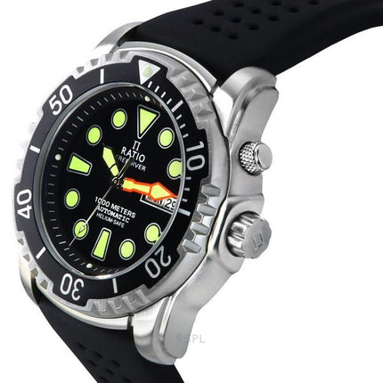 Ratio FreeDiver Version 02 Helium Safe 1000M Sapphire Automatic Black Dial 1068HA90-34VA-BLK-V02 Herreur