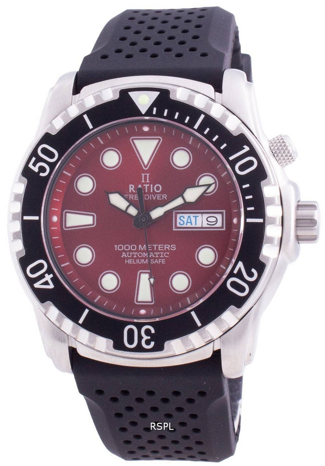 Ratio Free Diver Helium-Safe 1000M Safir Automatic 1068HA90-34VA-RED Herreur