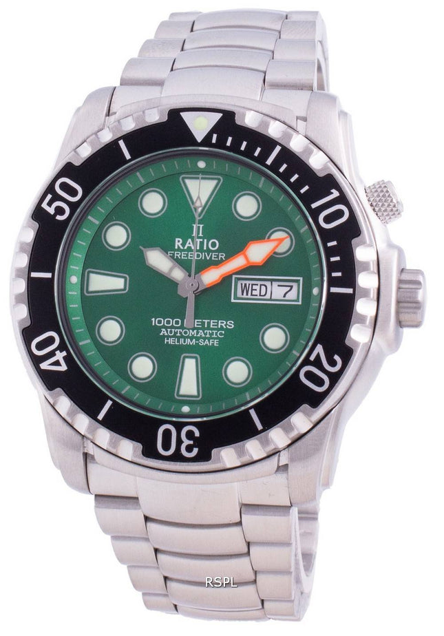 Ratio Free Diver Helium-Safe 1000M Safir Automatic 1068HA96-34VA-GRN Herreur