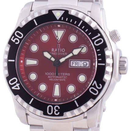 Ratio Free Diver Helium-Safe 1000M Safir Automatic 1068HA96-34VA-RED Herreur