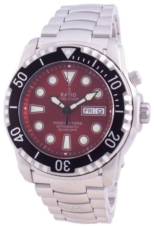 Ratio Free Diver Helium-Safe 1000M Safir Automatic 1068HA96-34VA-RED Herreur