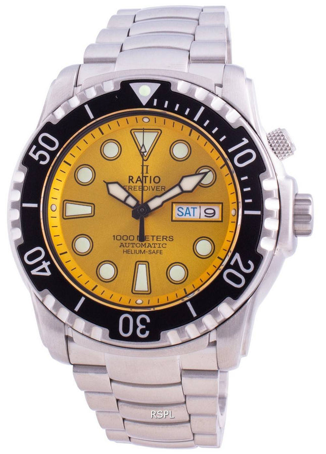 Ratio Free Diver Helium-Safe 1000M Safir Automatic 1068HA96-34VA-YLW Herreur