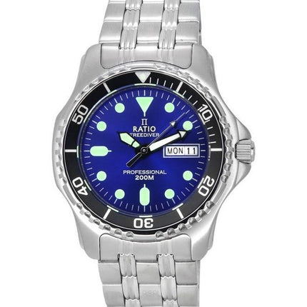 Ratio FreeDiver Professional Sapphire Sunray Blue Dial Quartz 36JL140-BLU 200M herreur