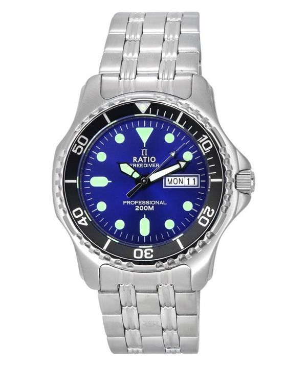 Ratio FreeDiver Professional Sapphire Sunray Blue Dial Quartz 36JL140-BLU 200M herreur