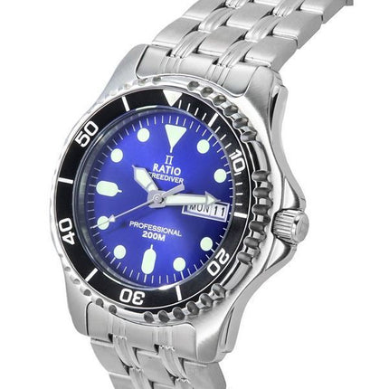 Ratio FreeDiver Professional Sapphire Sunray Blue Dial Quartz 36JL140-BLU 200M herreur