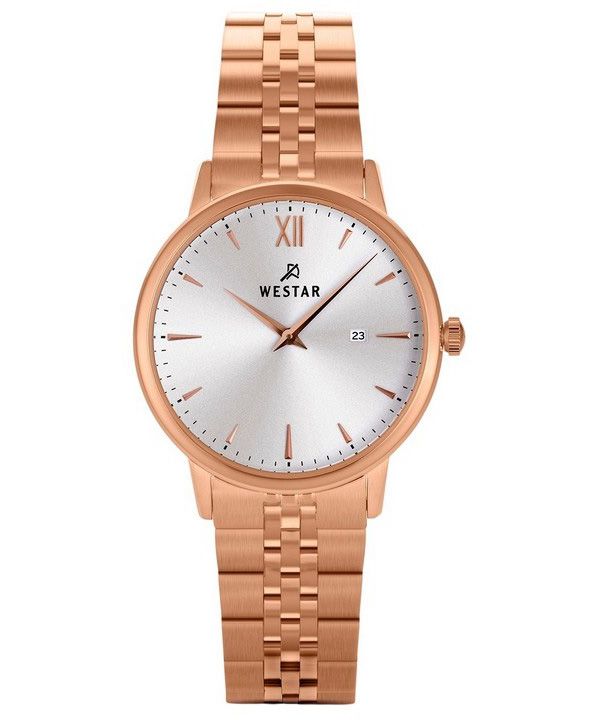 Westar Profil Rose Gold Tone Rustfrit Stål Sølv Urskive Quartz 40215PPN607 Dameur