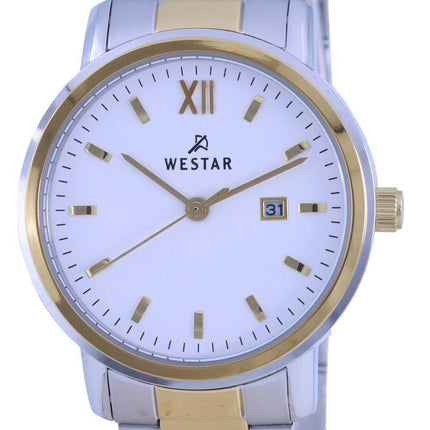 Westar White Dial Two Tone Rustfrit Steel Quartz 40245 CBN 101 Dameur