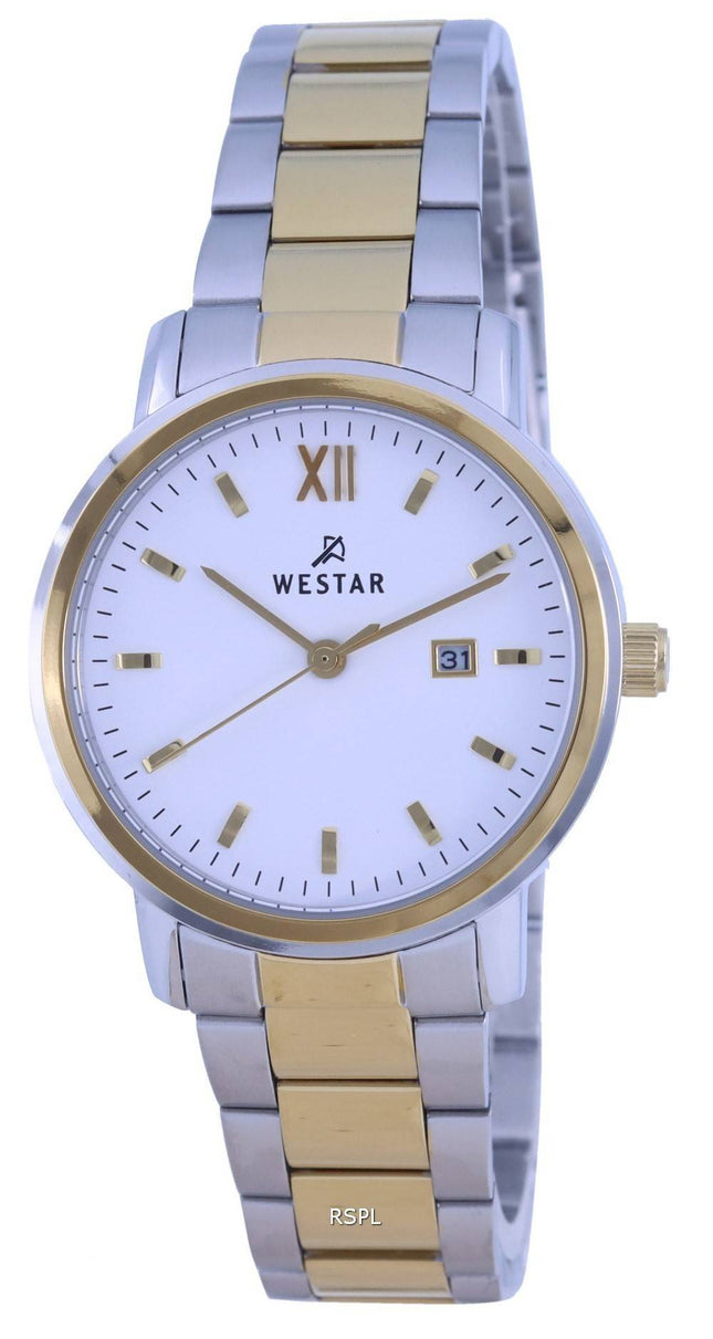 Westar White Dial Two Tone Rustfrit Steel Quartz 40245 CBN 101 Dameur