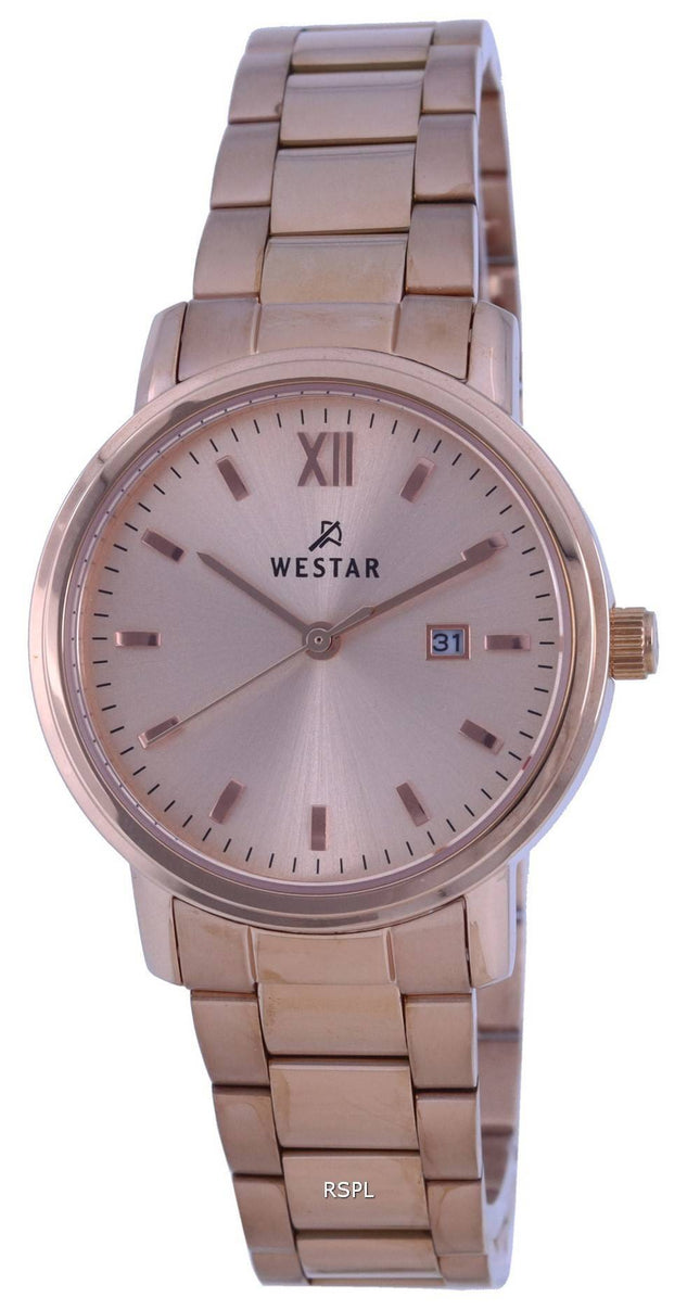 Westar Rose Gold Tone rustfrit stÃ¥l kvarts 40245 PPN 609 dameur