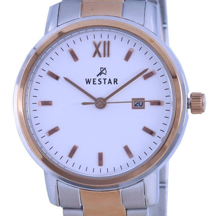 Westar White Dial Two Tone Rustfrit Steel Quartz 40245 SPN 601 Dameur