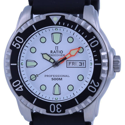 Ratio FreeDiver White Dial PU-rem Quartz 48HA90-02-WHT 500M herreur