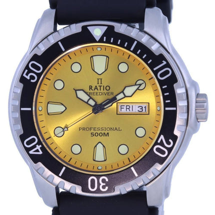 Ratio FreeDiver Yellow Dial PU-rem Quartz 48HA90-02-YLW 500M herreur