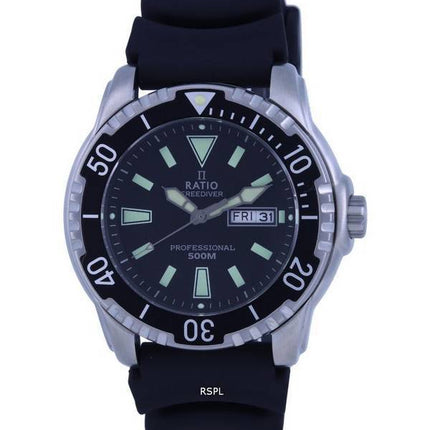 Ratio FreeDiver Black Dial PU-rem Quartz 48HA90-12-BLK 500M herreur