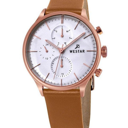 Westar profil læderrem Silver Dial Quartz 50192PPN627 herreur