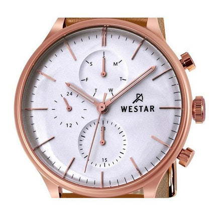 Westar profil læderrem Silver Dial Quartz 50192PPN627 herreur