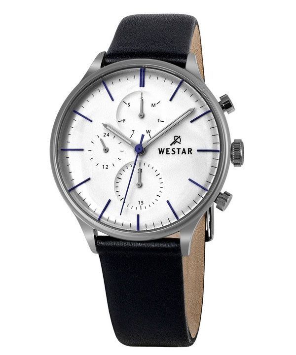 Westar profil læderrem Silver Dial Quartz 50192STN407 herreur