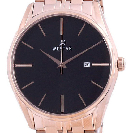 Westar Black Dial Rose Gold Tone Rustfrit stÃ¥l Quartz 50210 PPN 603 Herreur