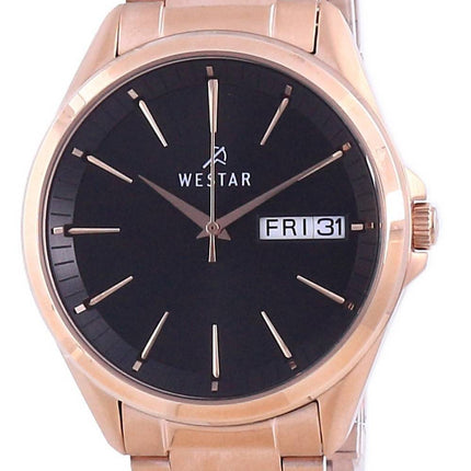 Westar Black Dial Rose Gold Tone Rustfrit stÃ¥l Quartz 50212 PPN 603 Herreur