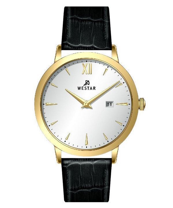 Westar profil læderrem Silver Dial Quartz 50214GPN107 herreur