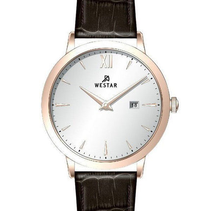 Westar profil læderrem Silver Dial Quartz 50214PPN627 herreur