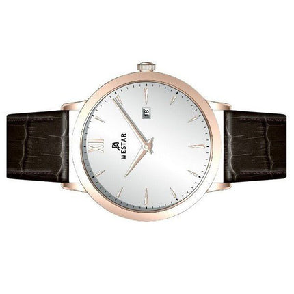 Westar profil læderrem Silver Dial Quartz 50214PPN627 herreur