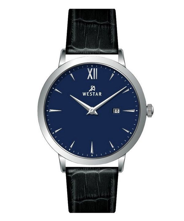 Westar profil læderrem Blue Dial Quartz 50214STN104 herreur