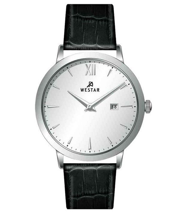 Westar profil læderrem Silver Dial Quartz 50214STN107 herreur