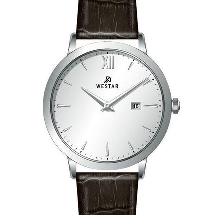 Westar profil læderrem Silver Dial Quartz 50214STN127 herreur