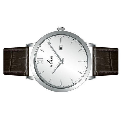 Westar profil læderrem Silver Dial Quartz 50214STN127 herreur