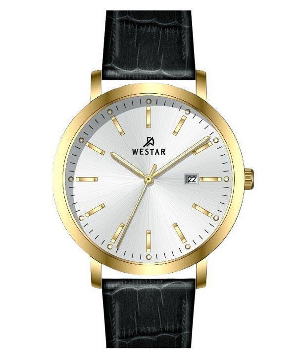 Westar profil læderrem Silver Dial Quartz 50216GPN107 herreur