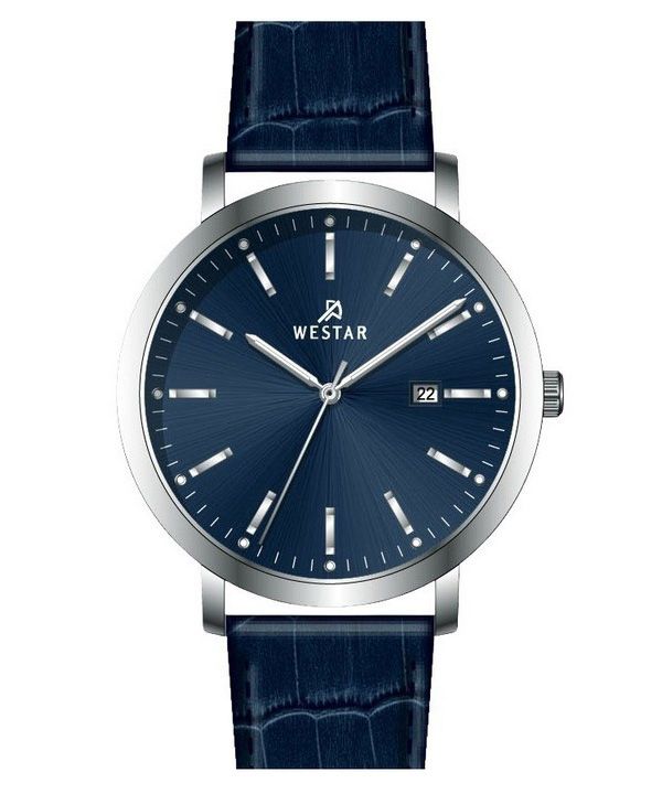 Westar profil læderrem Blue Dial Quartz 50216STN144 herreur