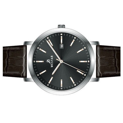 Westar profil læderrem Black Dial Quartz 50216STN623 herreur