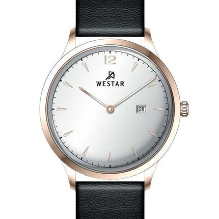 Westar profil læderrem Silver Dial Quartz 50217PPN607 herreur