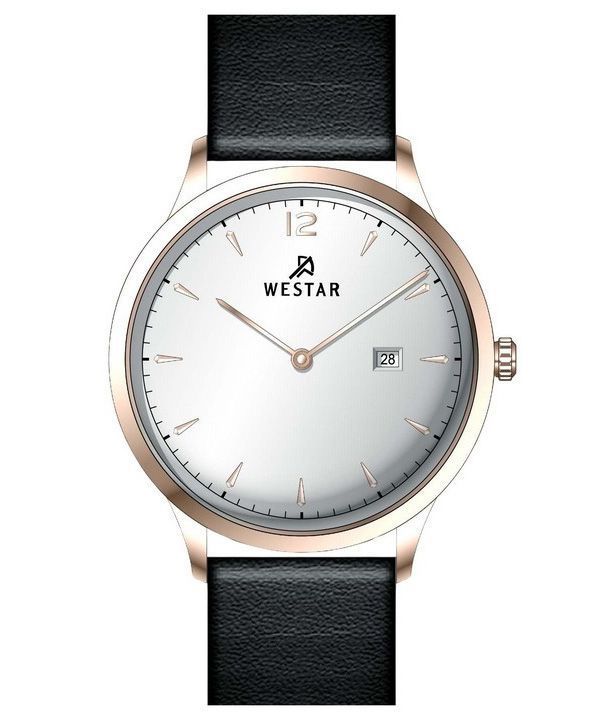 Westar profil læderrem Silver Dial Quartz 50217PPN607 herreur