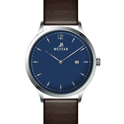 Westar profil læderrem Blue Dial Quartz 50217STN124 herreur