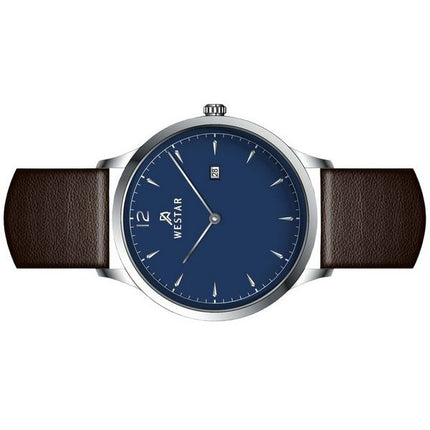 Westar profil læderrem Blue Dial Quartz 50217STN124 herreur