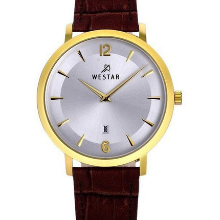 Westar profil læderrem Silver Dial Quartz 50219GPN127 herreur